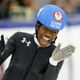 Maame Biney reacts after winning women’s 500-meter during the U.S. Olympic short-track speedskating trials Dec. 16, 2017, in Kearns, Utah. (Rick Bowmer/AP Images)